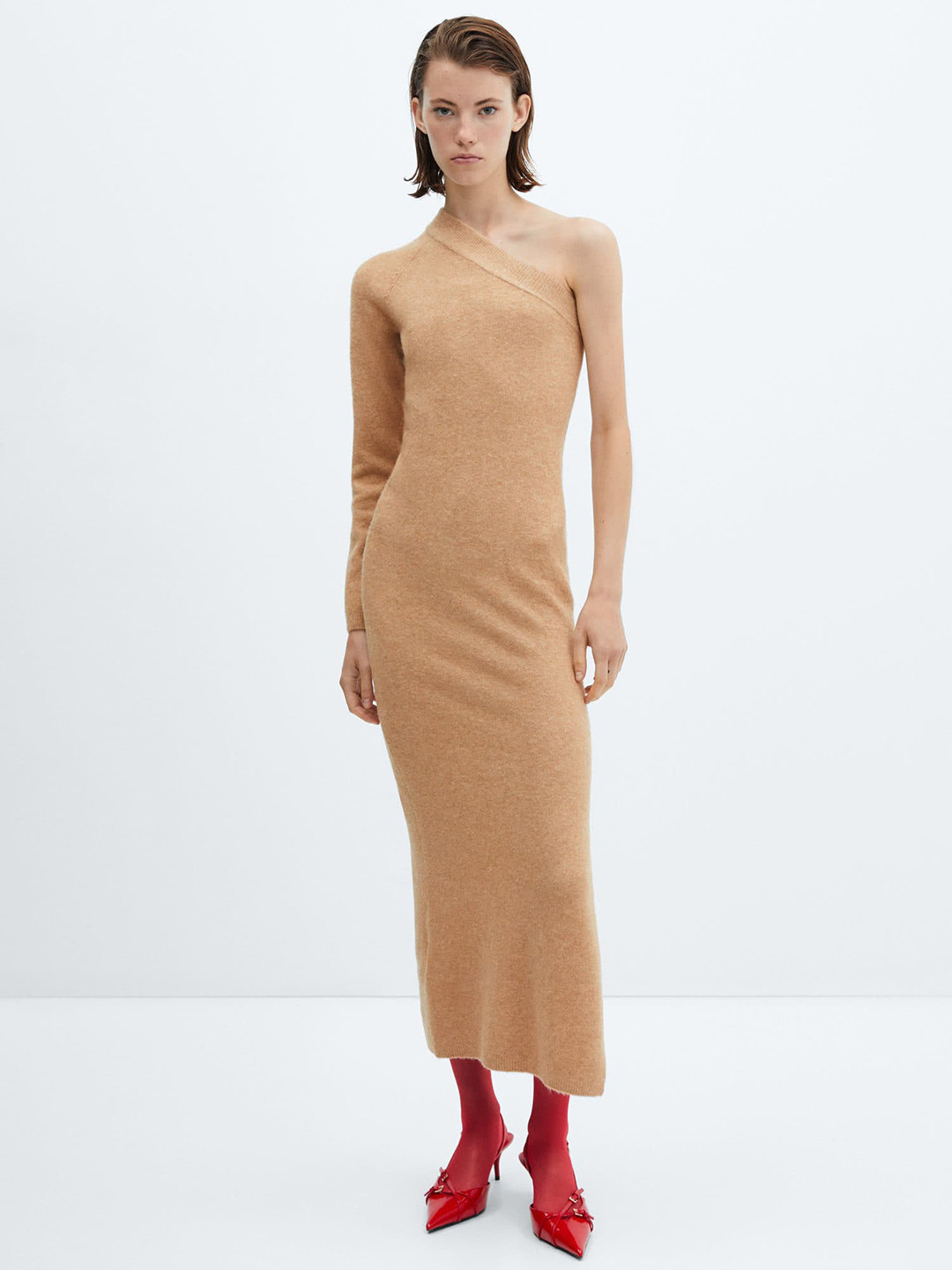 MANGO One Shoulder Raglan Sleeve Maxi Jumper Dress