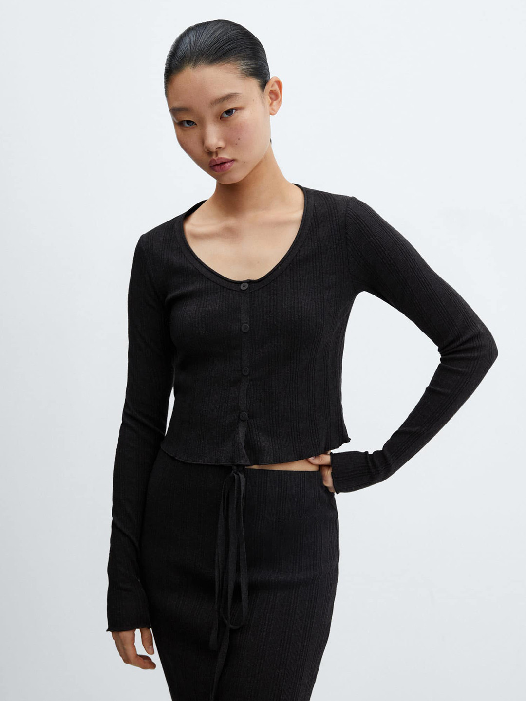 MANGO Black & xiketic Shirt Style Top