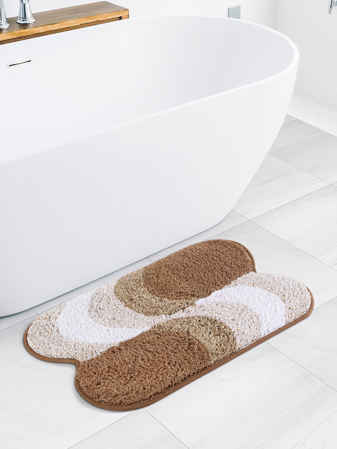 OBSESSIONS Brown & Cream 2200 GSM Cotton Bath Rug