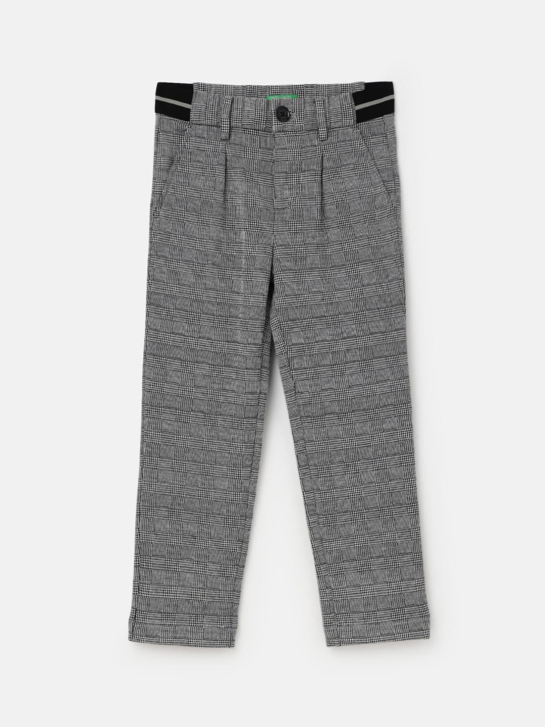 United Colors of Benetton Boys Textured Self Design Pleated Trousers