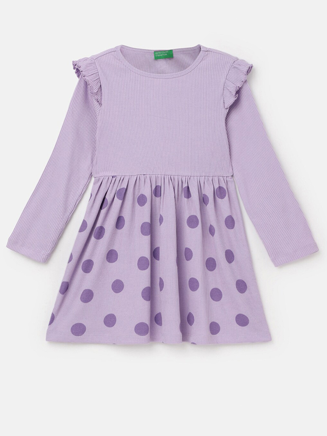 United Colors of Benetton Polka Dot Printed Pure Cotton Fit & Flare Dress