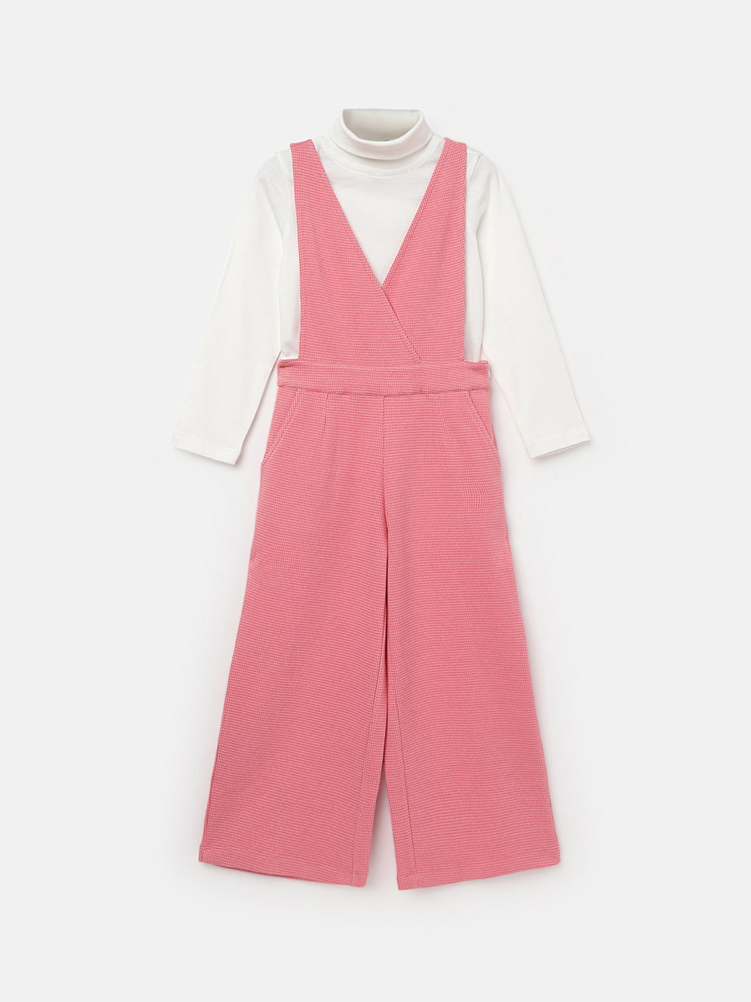 United Colors of Benetton Girls V-Neck Dungaree With T-Shirt