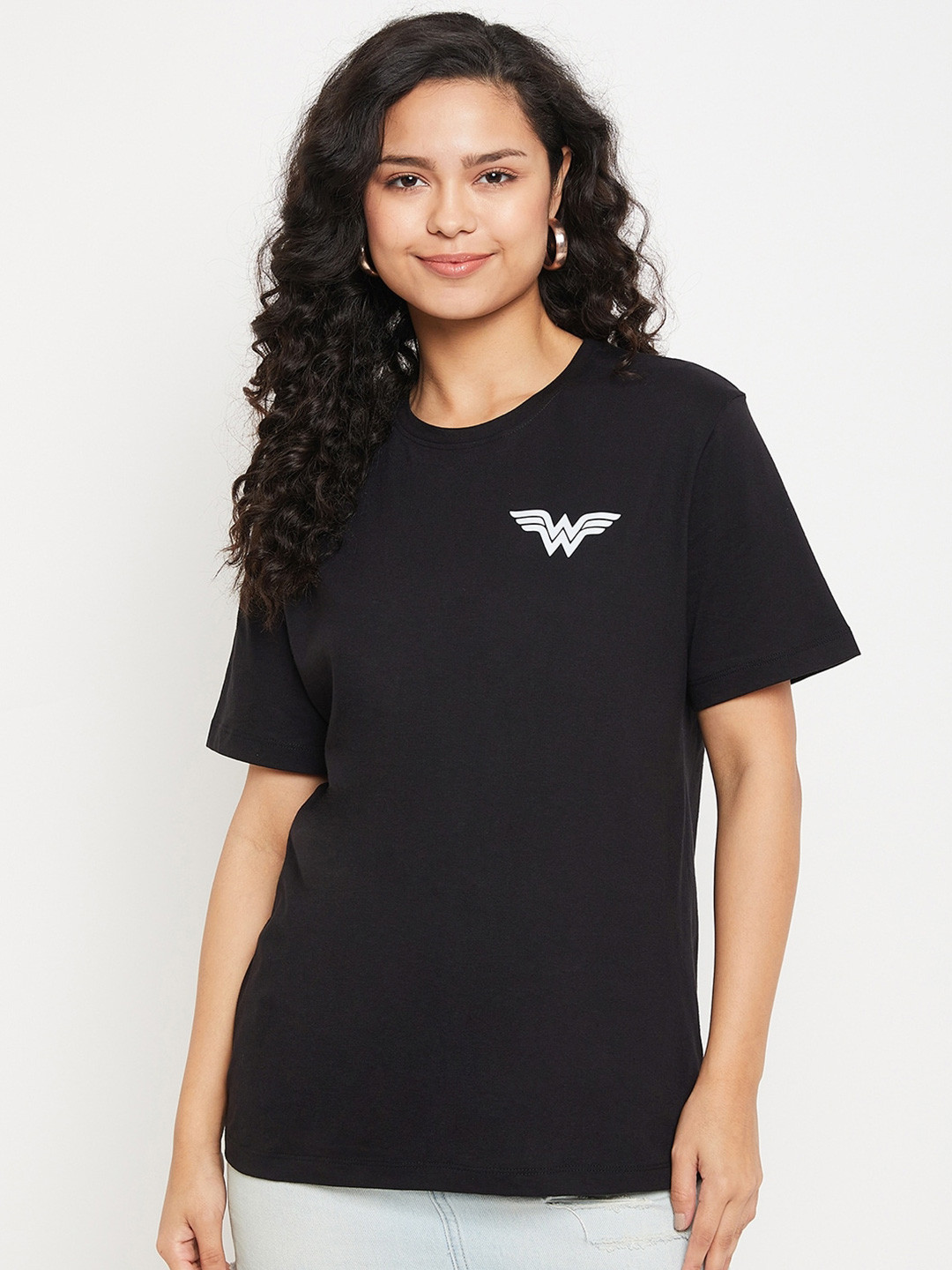 Wear Your Mind Wonder Woman Printed Pure Cotton Oversized T-shirt