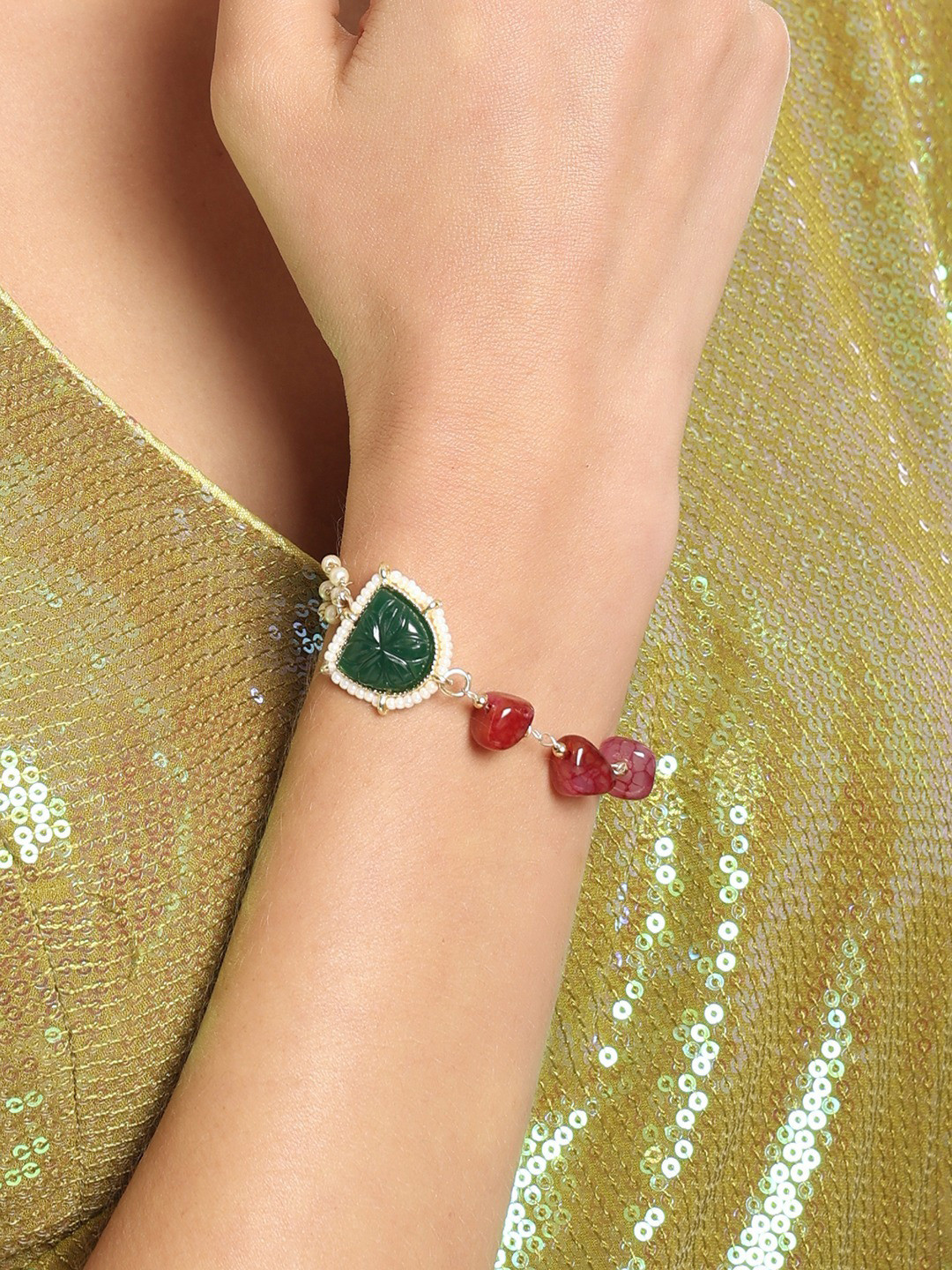 Zaveri Pearls Gold Plated Link Bracelet