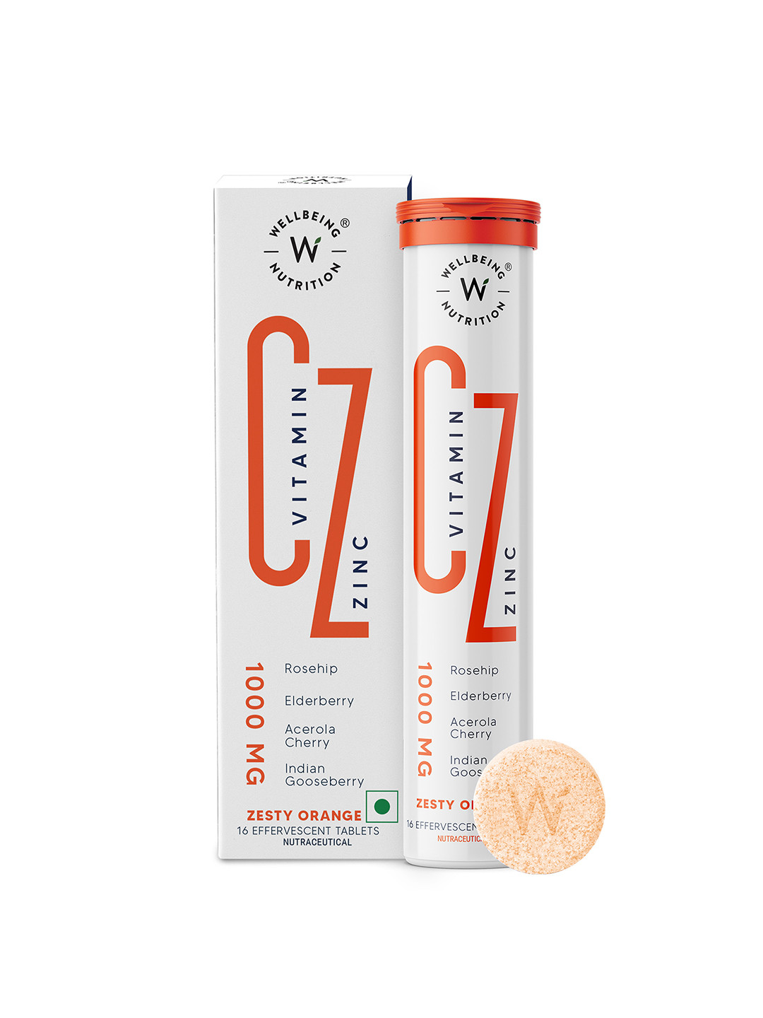 Wellbeing Nutrition Vitamin C + Zinc Orange Flavor Immunity Booster- 16 Tablets