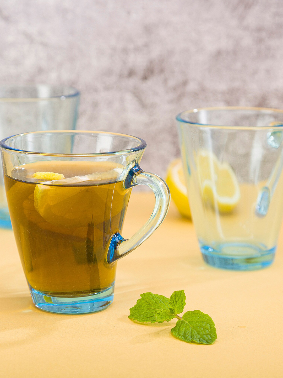 Pasabahce Blue Glass Microwave Safe 6 Piece Mugs-170ml