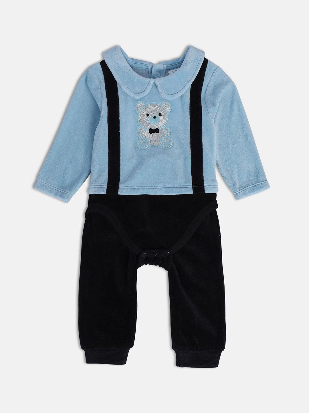 MINI KLUB Infant Boys 2-Pcs Cotton Dungarees With Printed T-Shirt