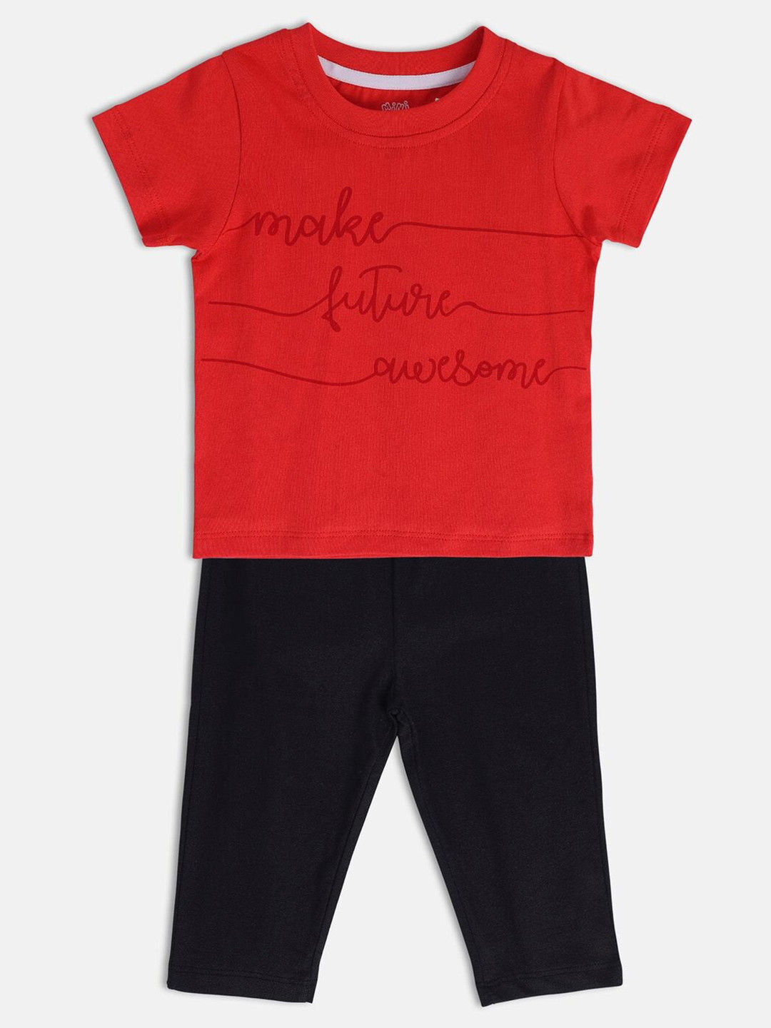 MINI KLUB Boys Printed Pure Cotton T-shirt with Trousers