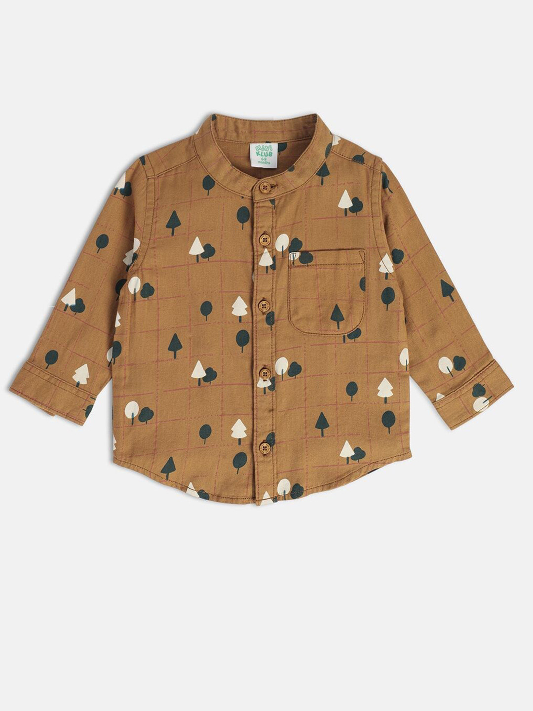 MINI KLUB Boys Conversational Printed Mandarin Collar Casual Pure Cotton Shirt