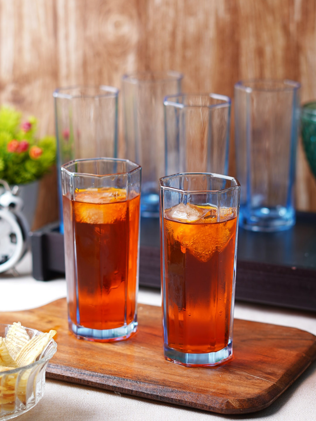 ceradeco Blue 6 Pieces Water Juice Glasses 260ml Each