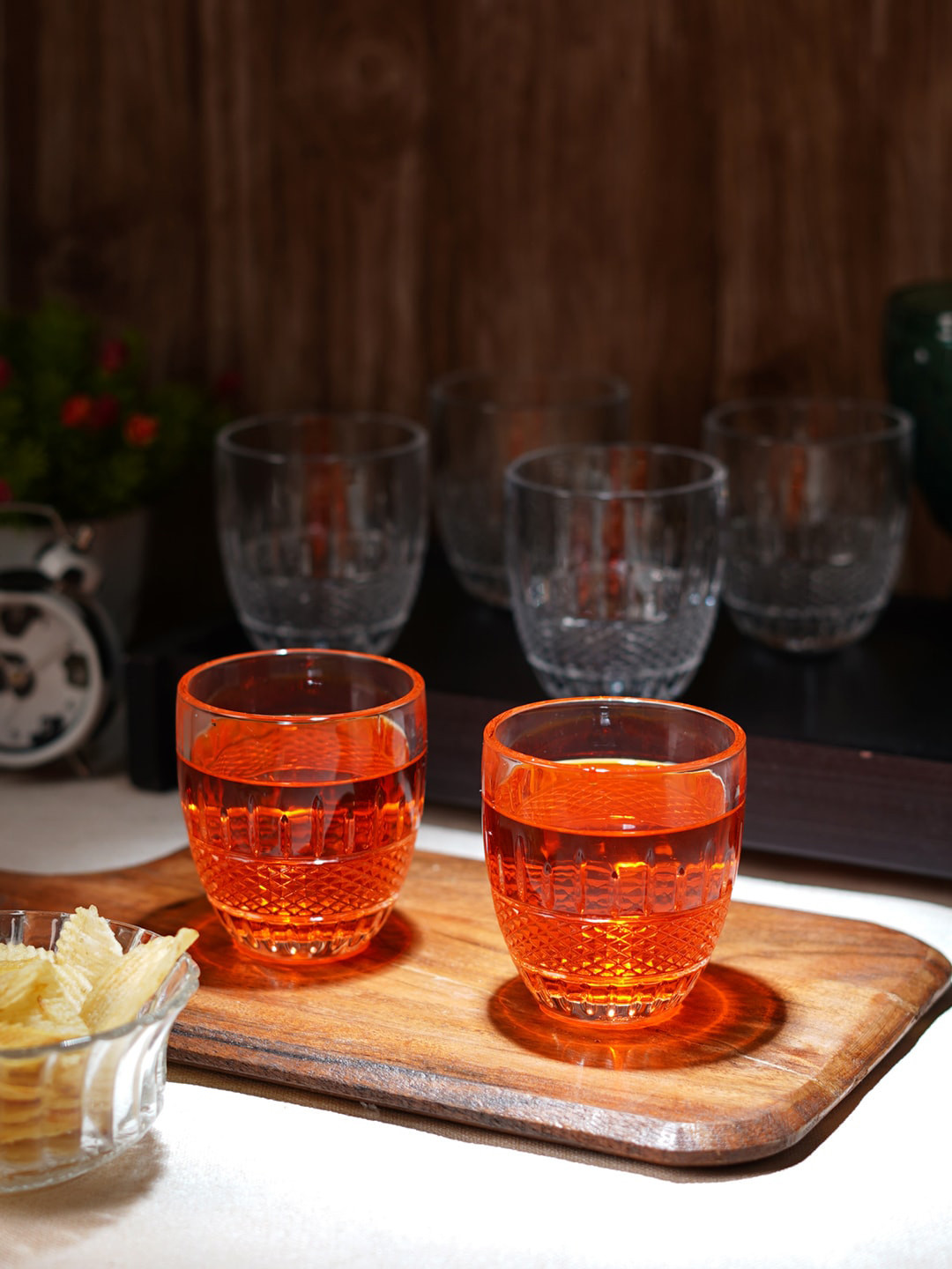 ceradeco 6 Pcs Transparent Water Glasses - 225 ML Each