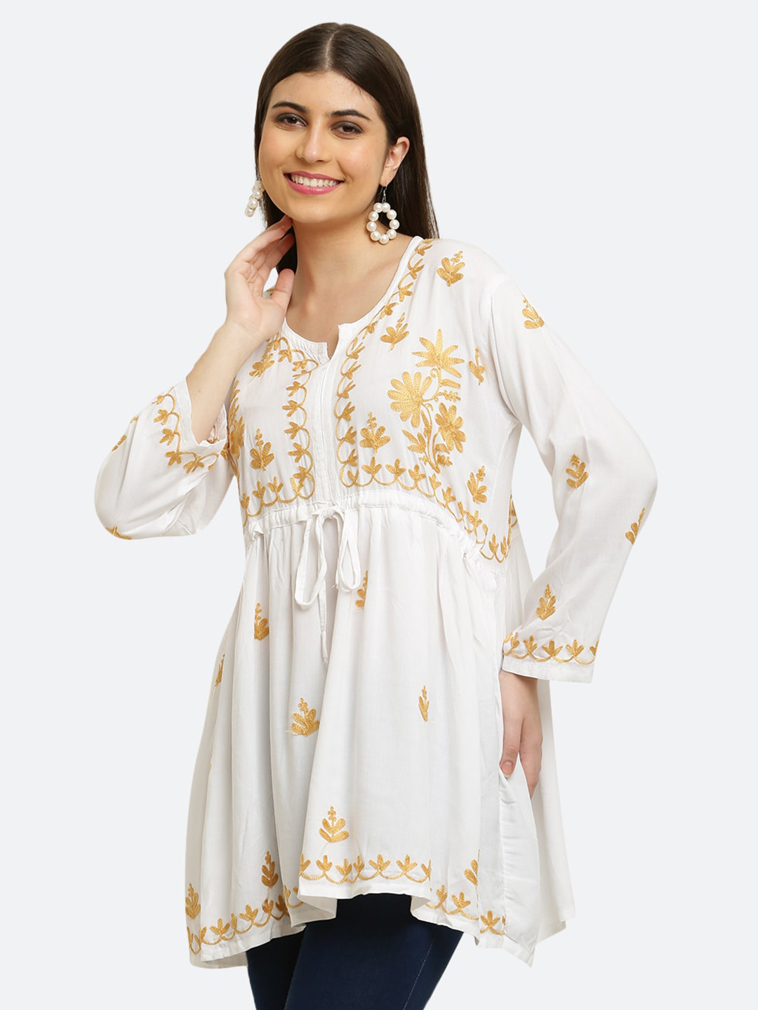 FAWOMENT Floral Embroidered Tunics