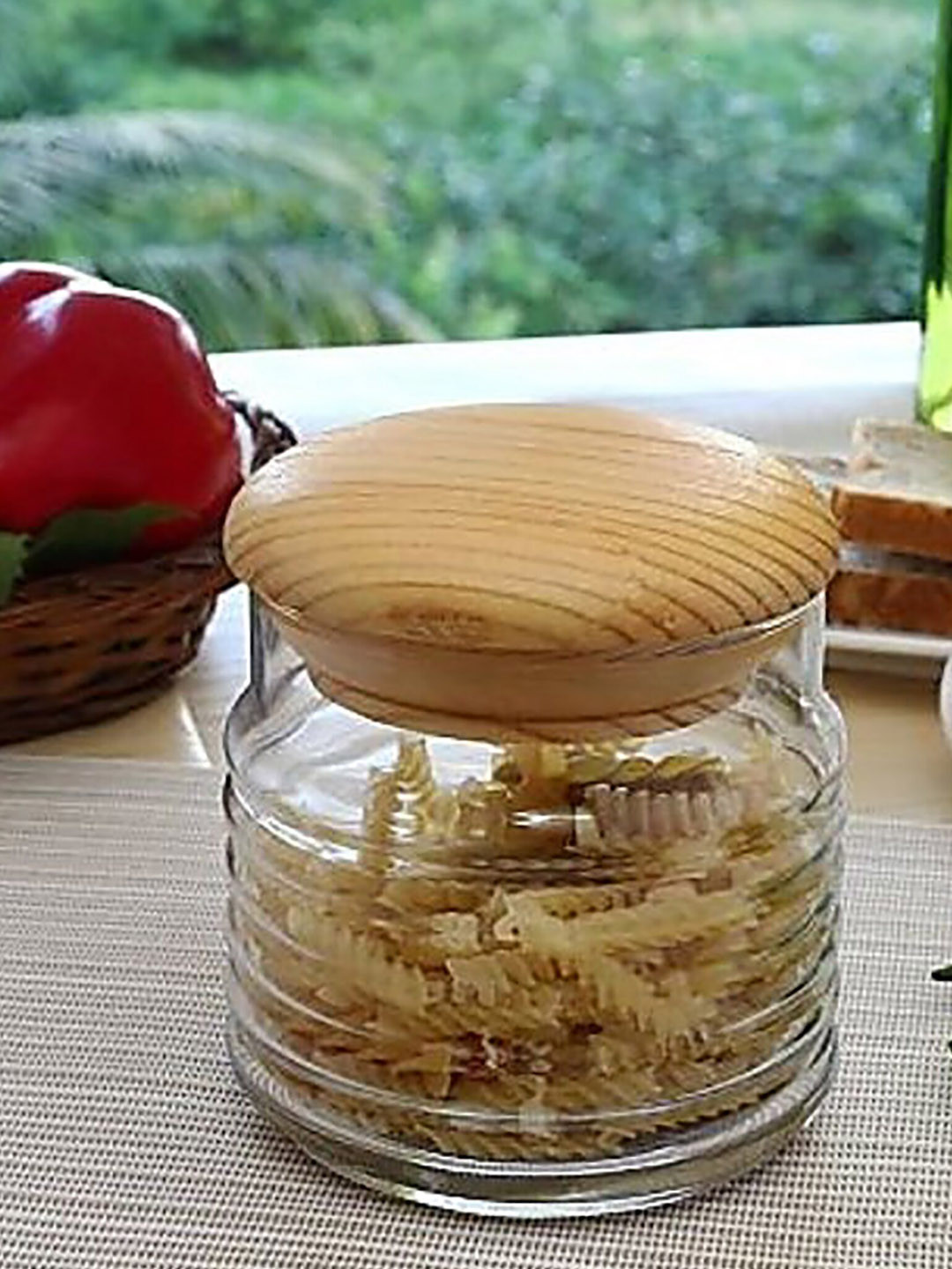 Pasabahce Babylon Transparent Glass Air Tight 2 Piece Flip Top Jar-630ml