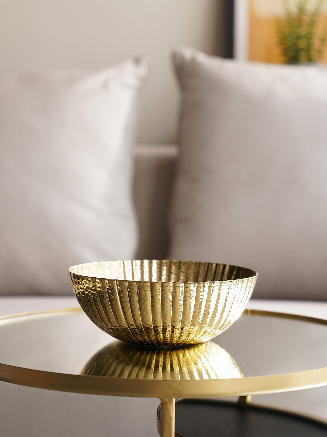 Pure Home and Living Golden Hammered Metal Bowl