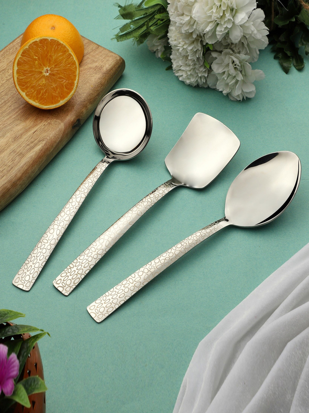 FNS White 3 Pieces Stainless Steel Cutlery Set