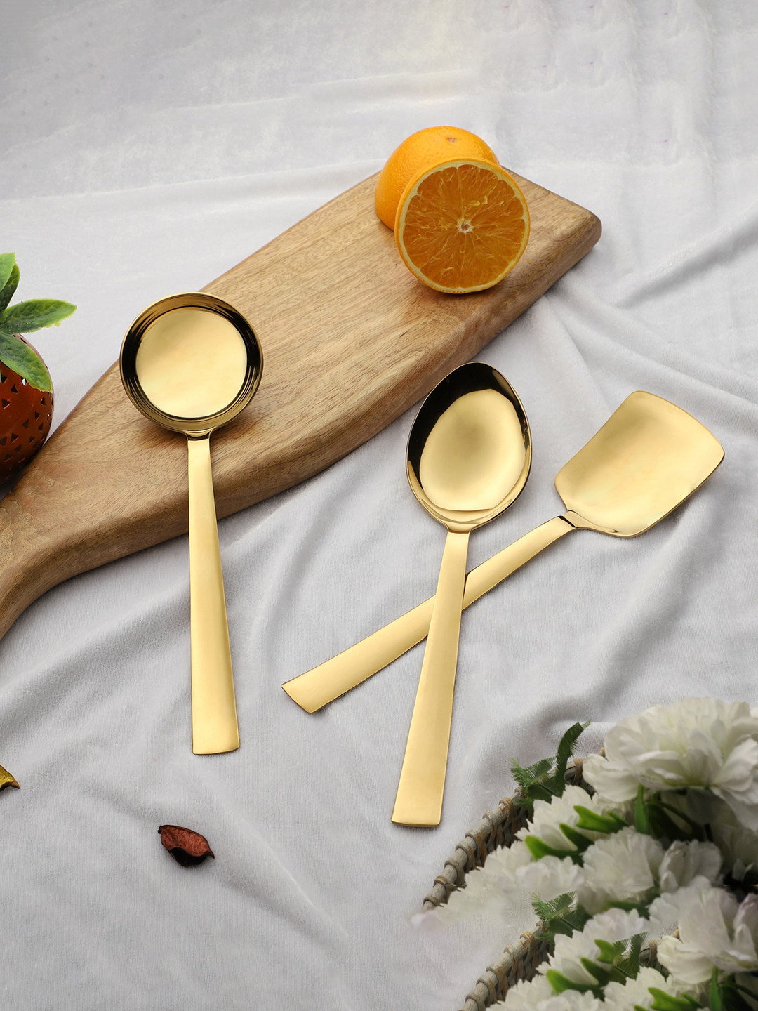 FNS Alexa Serving 3 Pieces Gold-Plated Cutlery Set