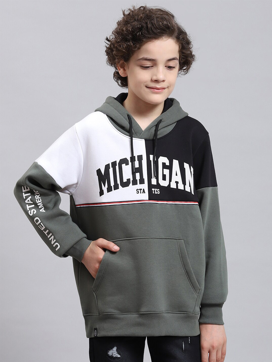 Monte Carlo Boys Typography Printed Hooded Pullover