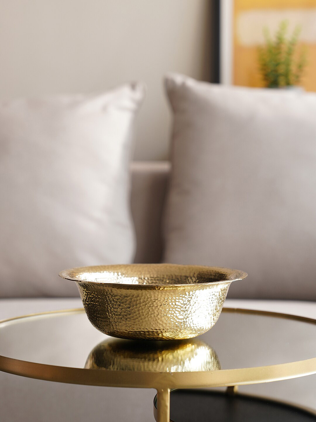 Pure Home and Living Bowl Gold Metal Metallic Living Room Large Showpiece - 3 Inches