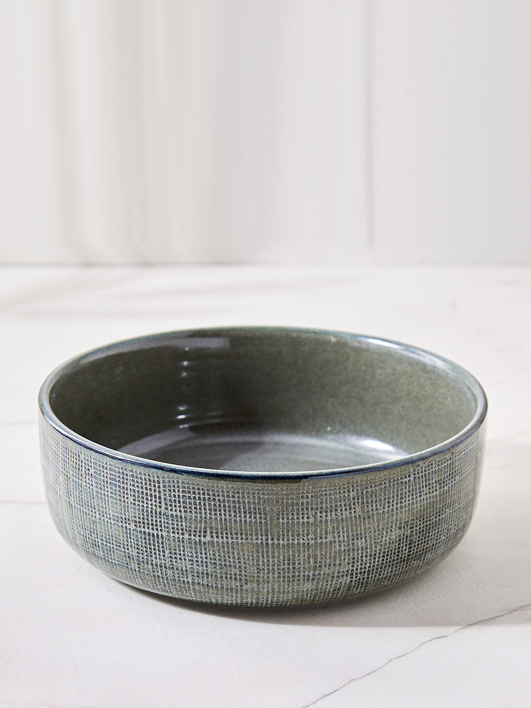 Home Centre Cerradura Grey Textured Stoneware Serving Bowl 600 ml