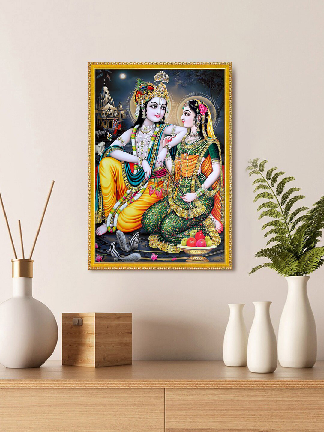 999Store Wall Photo Frame with Lord Radha Krishna Framed Painting Wall Art