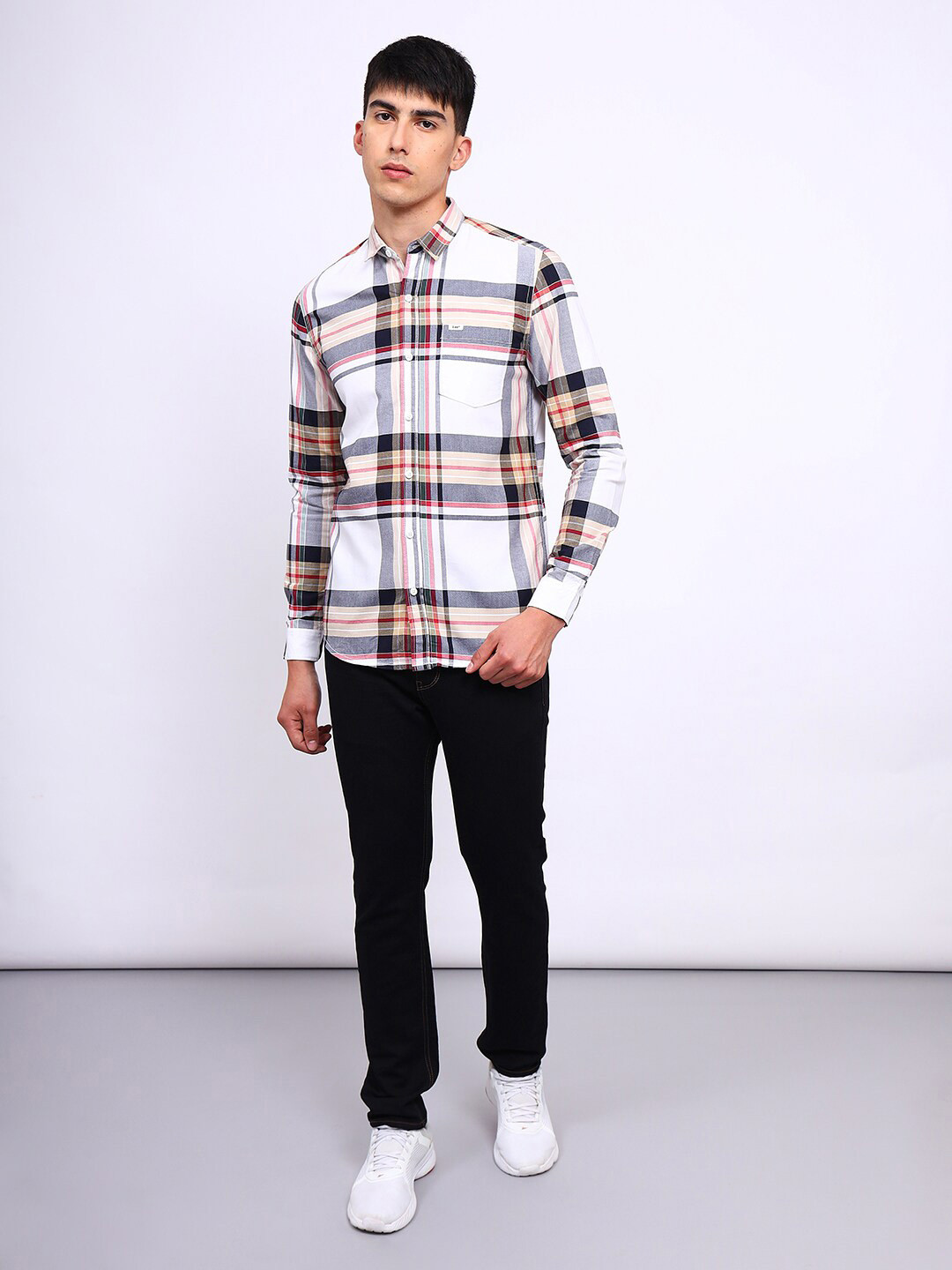 Lee Slim Fit Tartan Checks Oxford Cotton Casual Shirt