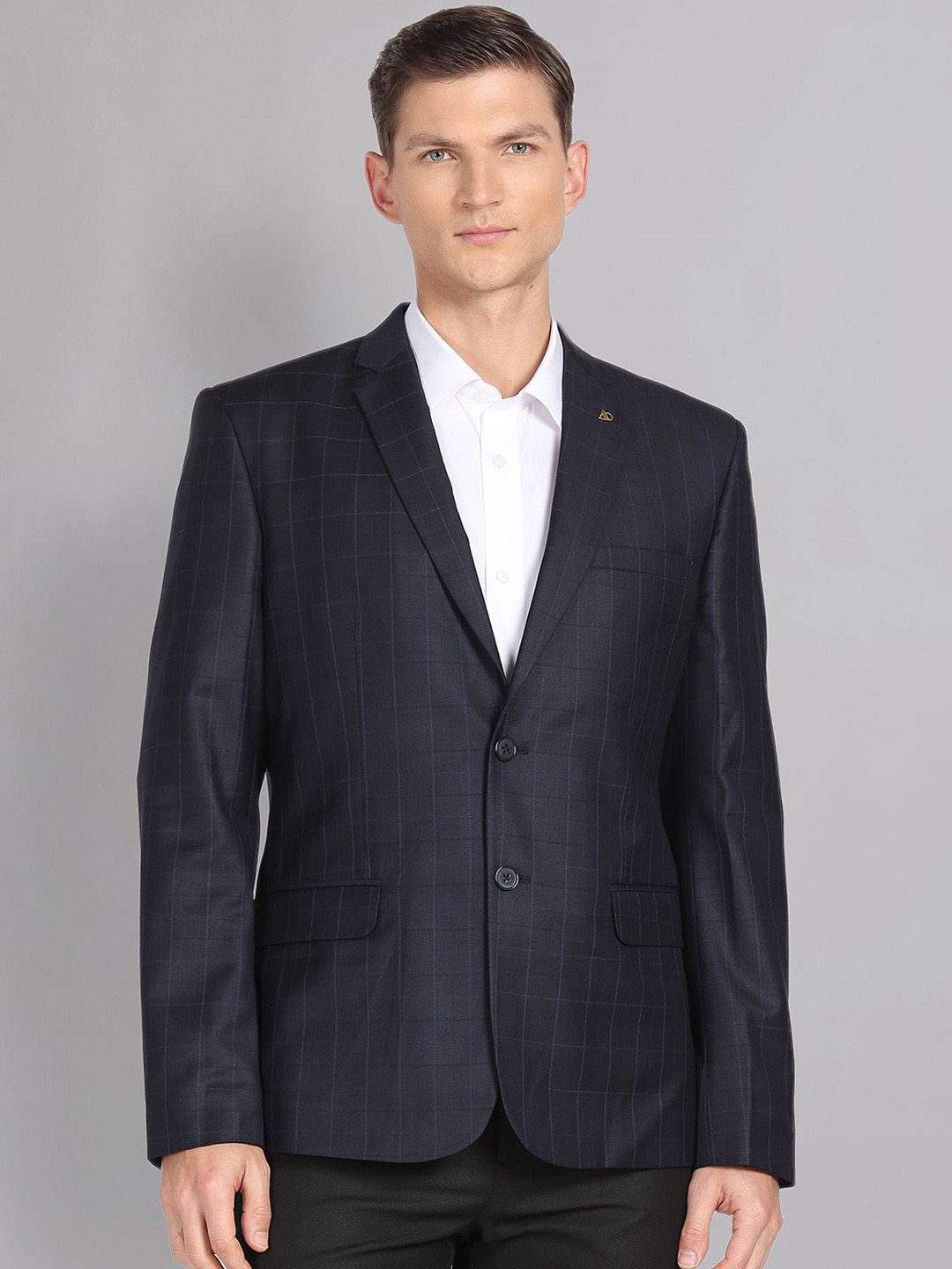 AD By Arvind Checked Notched Lapel Collar Single Breasted Formal Blazers