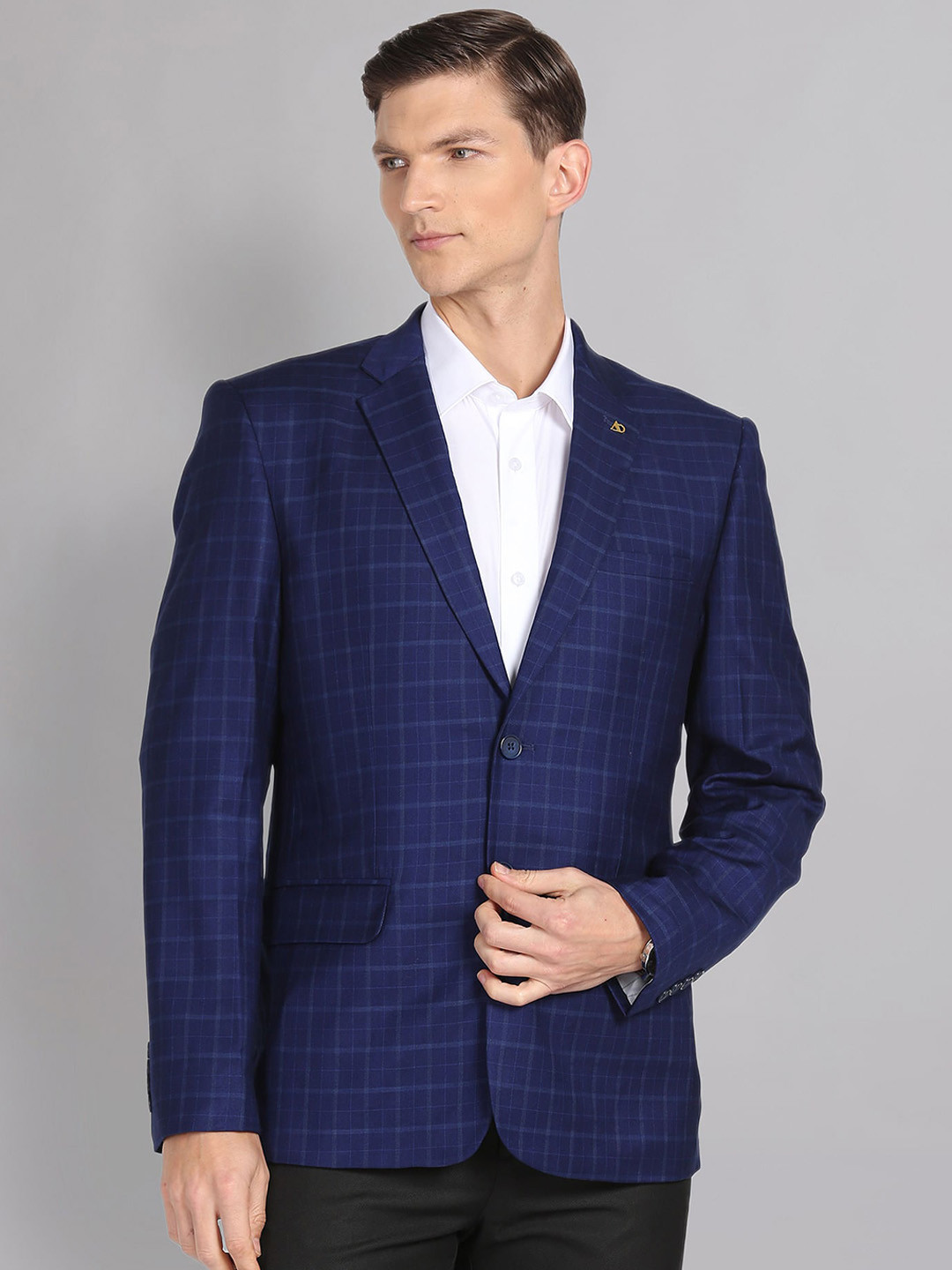 AD By Arvind Checked Notched Lapel Collar Single Breasted Formal Blazers