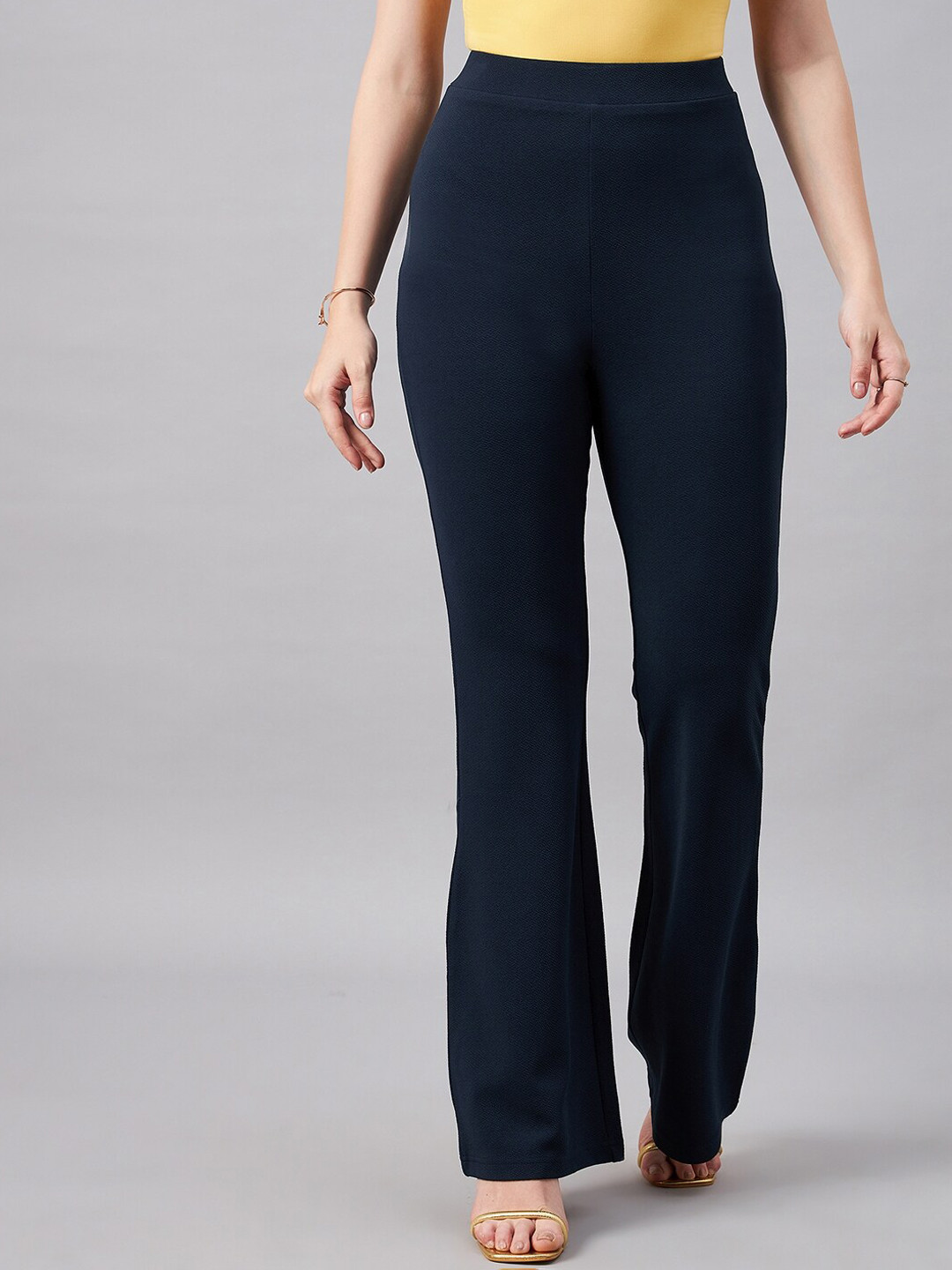 Chemistry Women Flared High-Rise Easy Wash Bootcut Trousers
