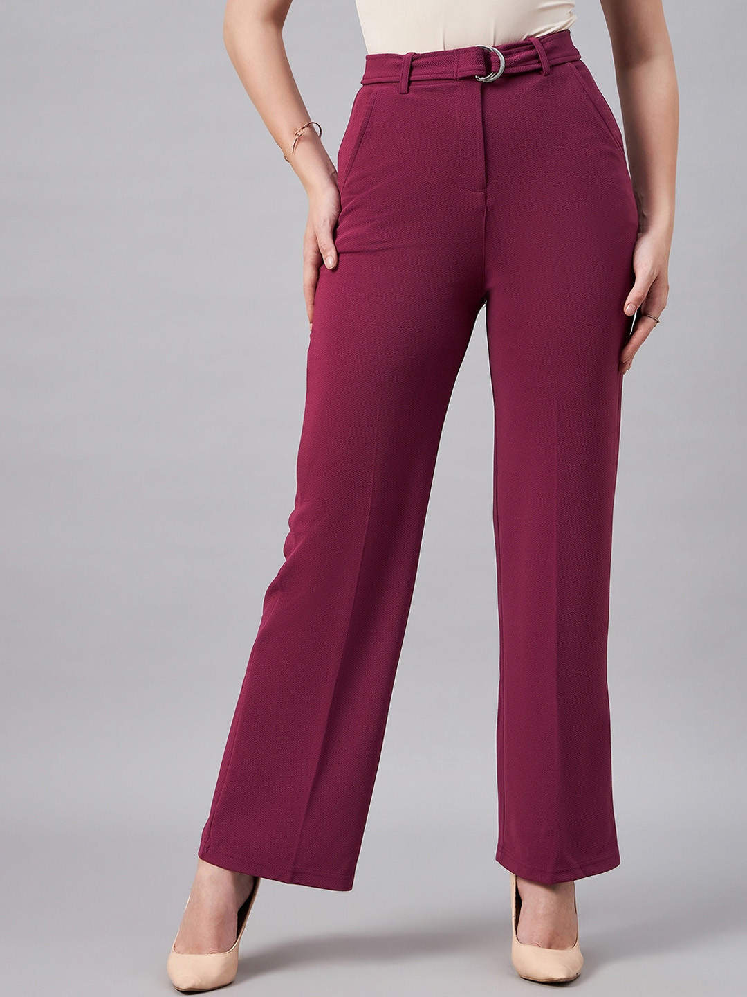 Chemistry Women Flared High-Rise Easy Wash Trousers