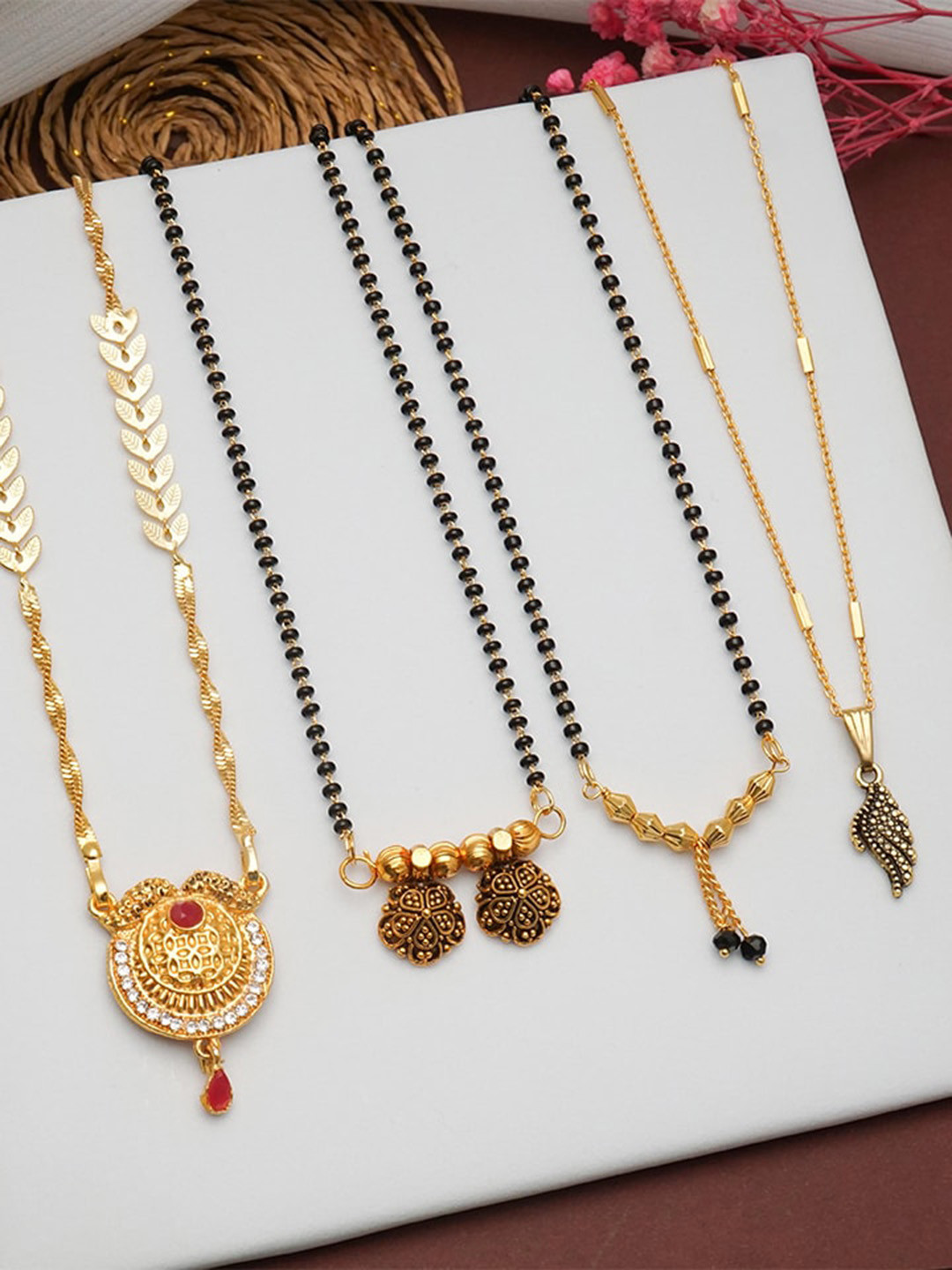 Ramdev Art Fashion Jwellery Set of 4 Gold-Plated Stylish Mangalsutra