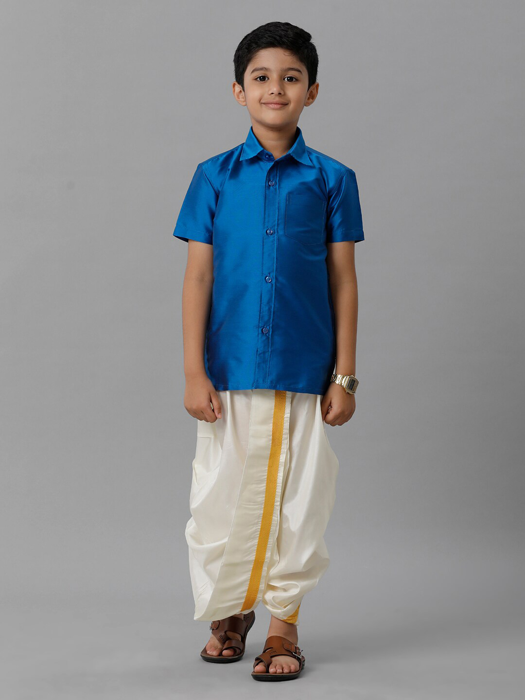 Ramraj Boys Shirt Collar Shirt with Panchakacham