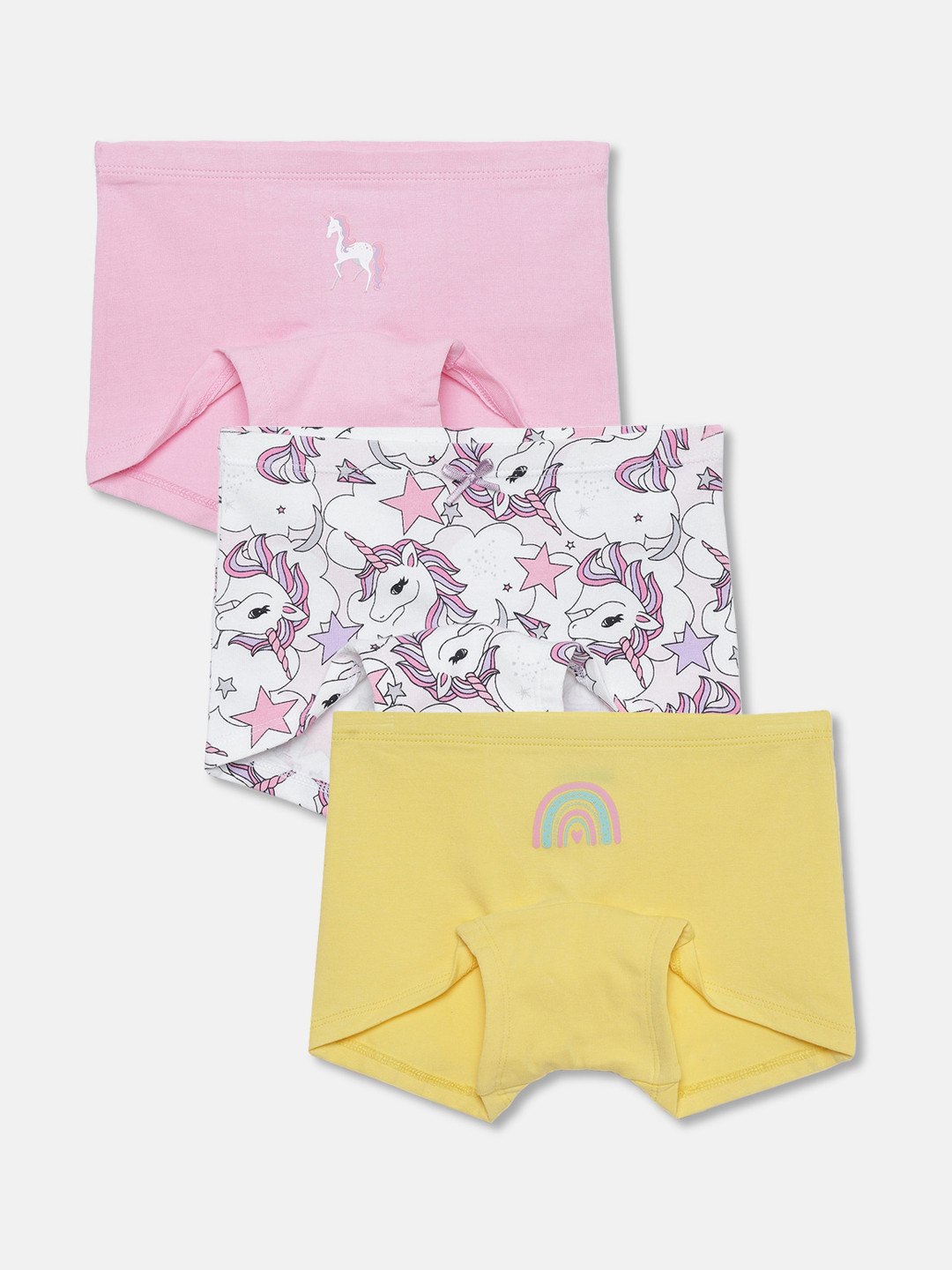 mackly Girls Pack Of 3 Cotton Boxer-Style Briefs
