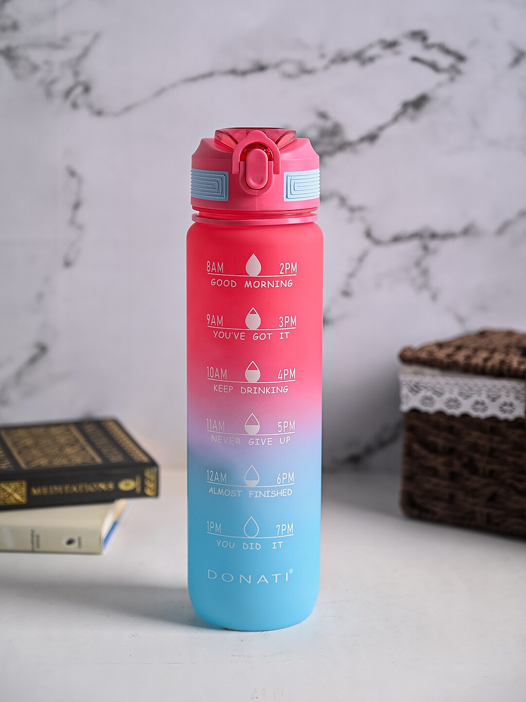 MARKET99 Pink Colourblocked Plastic Flip Top Water Bottle - 500ml