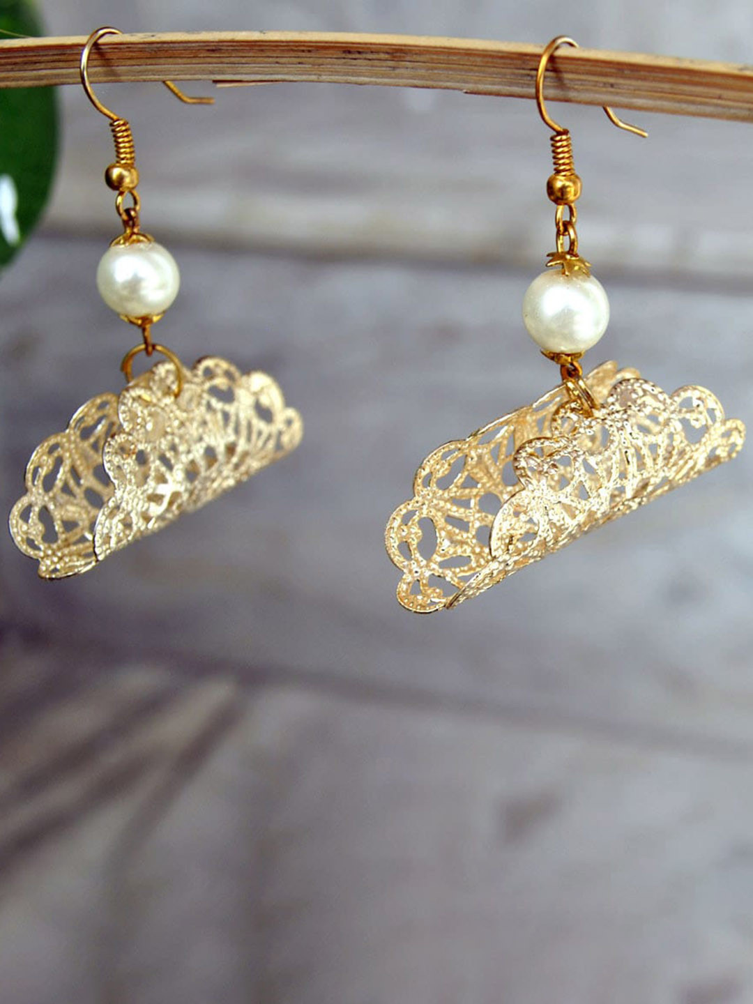 BeAbhika Taco Filigree Pearl Beaded Quirky Drop Earrings