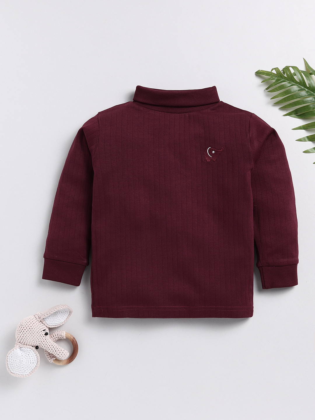 Toonyport Boys Solid Purple High Neck Cotton Pullover Sweatshirt