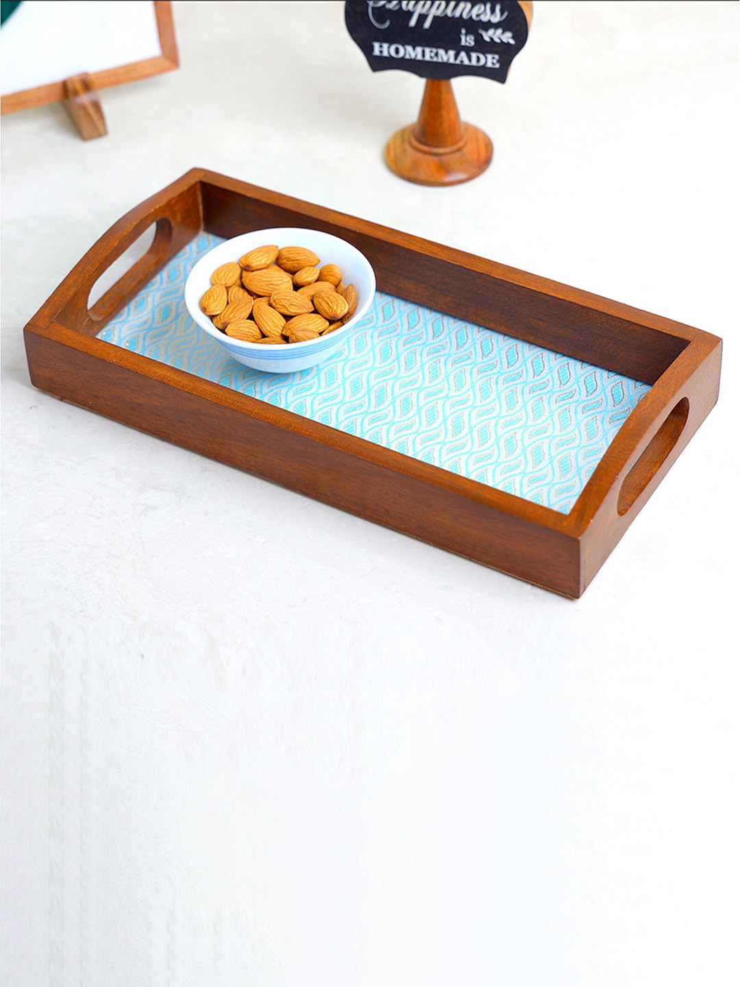 POSH-N-PLUSH Blue Wooden Serving Trays