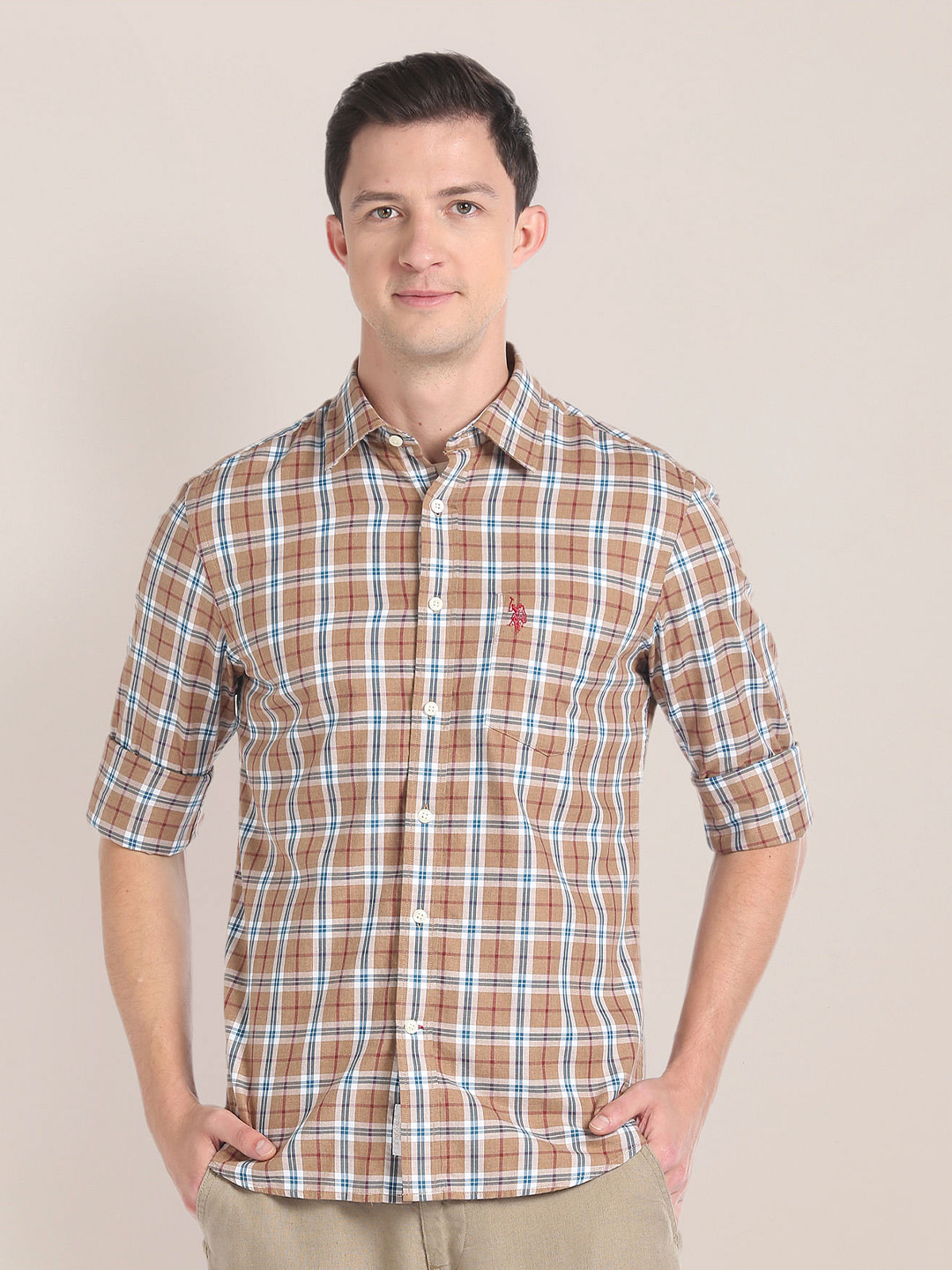 U.S. Polo Assn. Checked Pure Cotton Casual Shirt