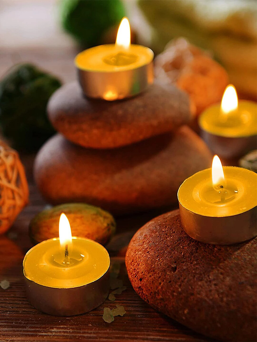 Aromatic Fables Citrus 25Pcs Scented 1 Wick Solid Geometric Regular Tea Light Candles