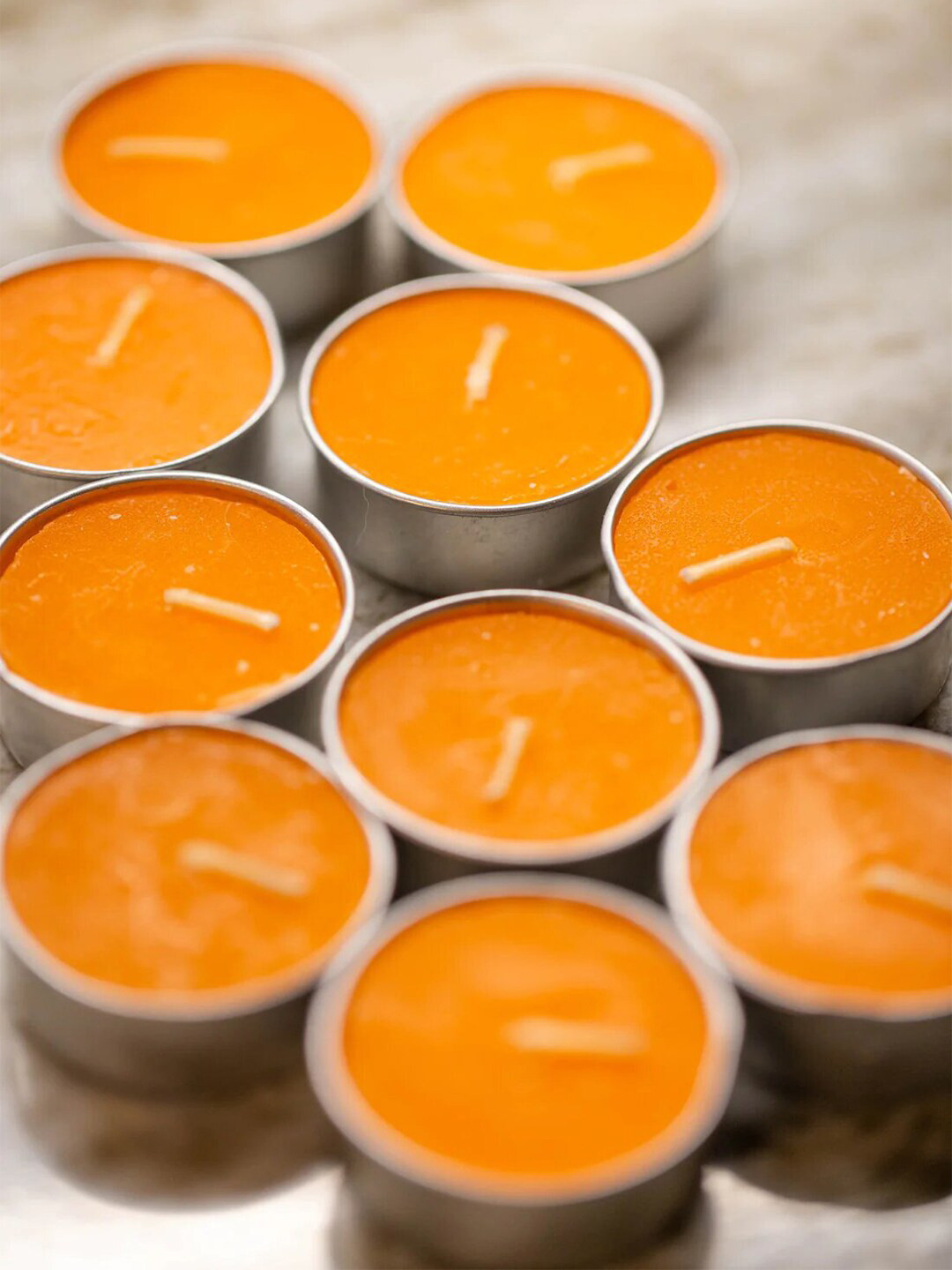 Aromatic Fables 25Pcs Scented 1 Wick Orange Solid Geometric Regular Tea Light Candles