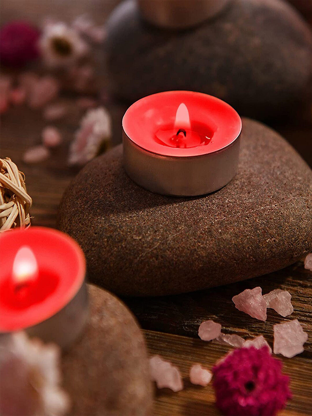 Aromatic Fables 25Pcs Scented 1 Wick Rose Solid Geometric Regular Tea Light Candles