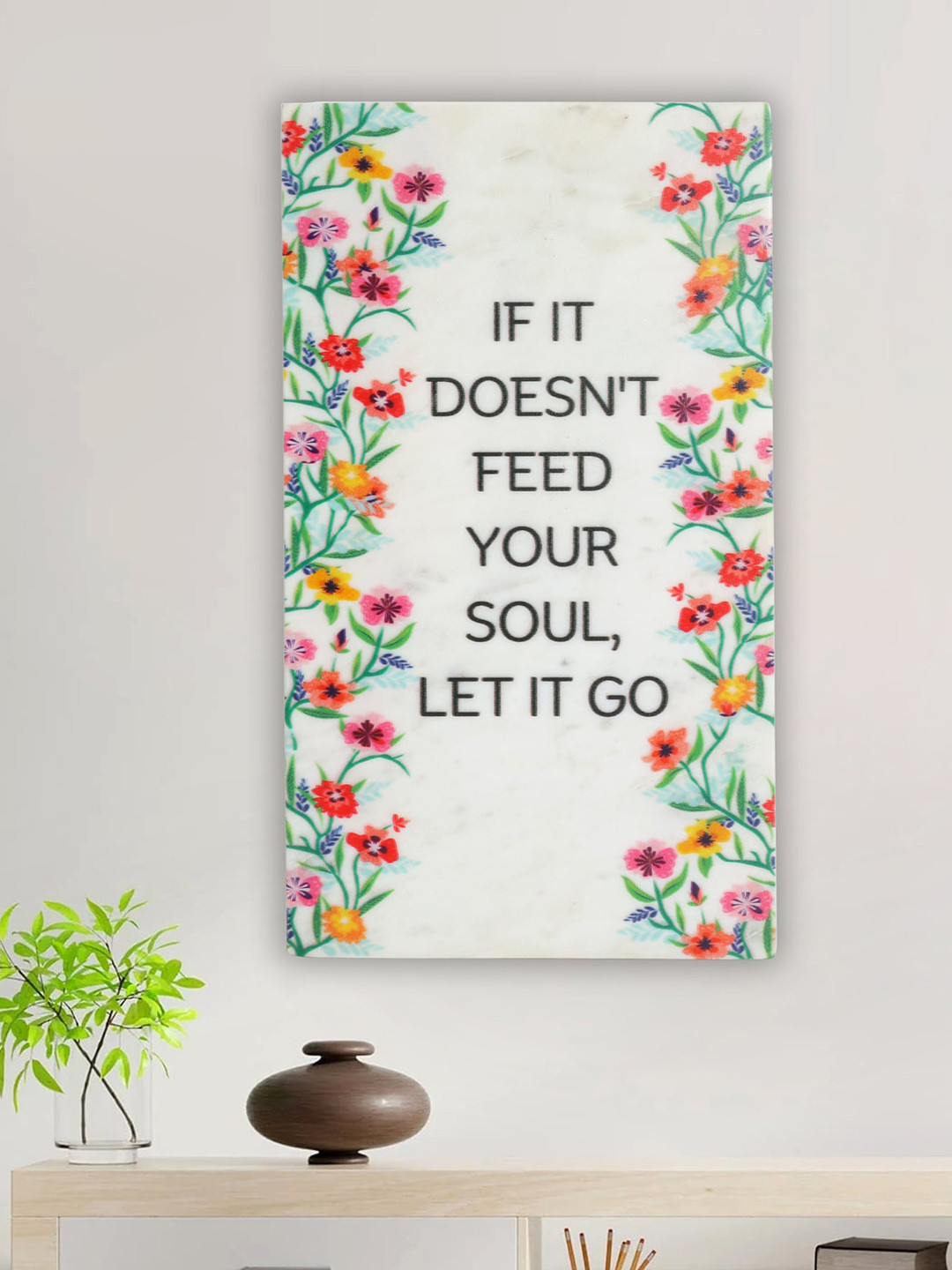 POSH-N-PLUSH If It Doesnt Feed Your Soul Let It Go Paper Paintings Wall Art - 8 x 14 In