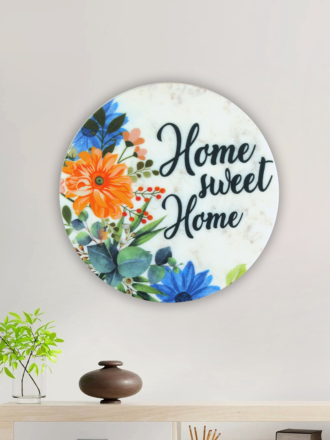 POSH-N-PLUSH White & Blue Marble Paiting Wall Art