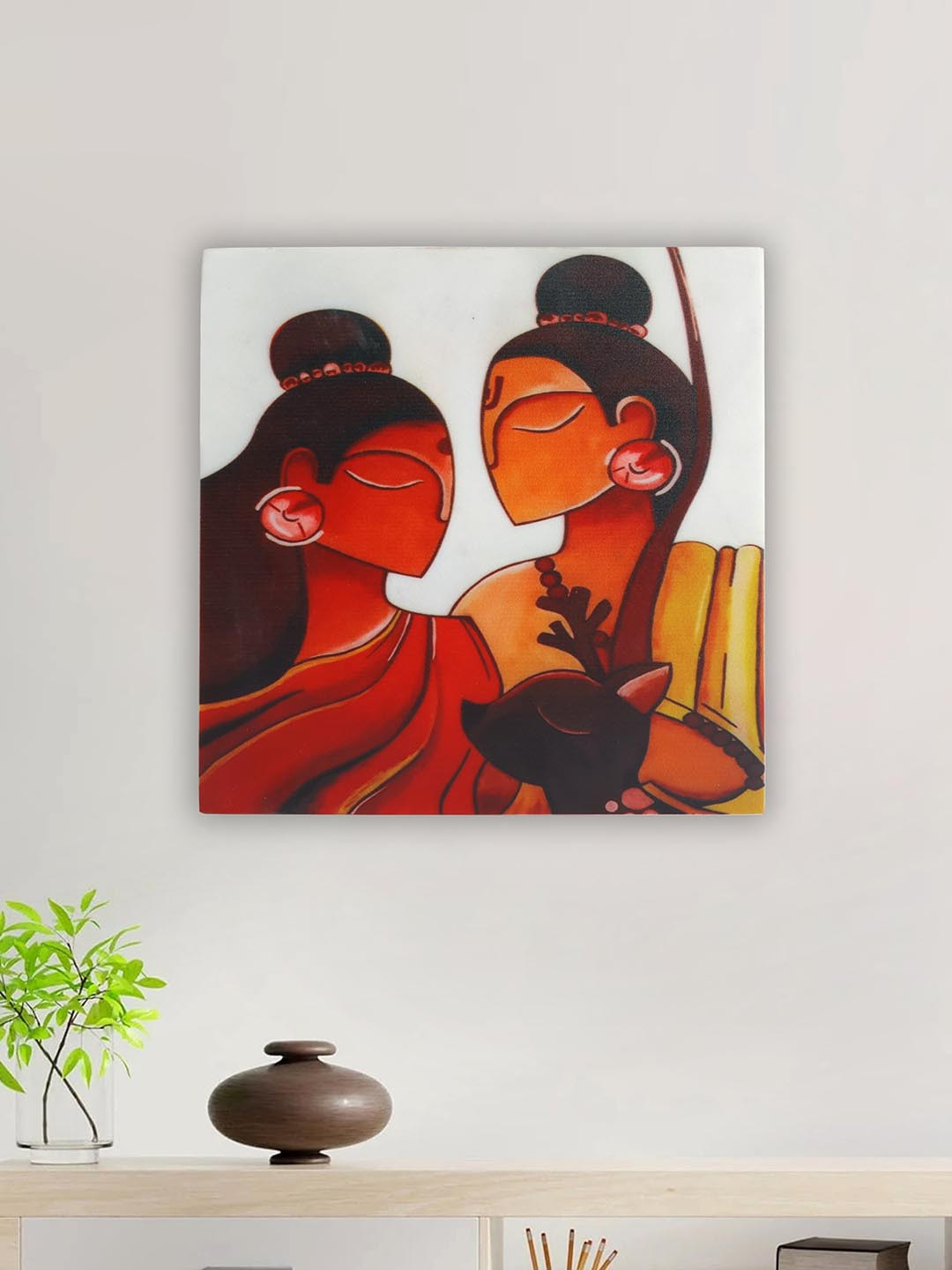 POSH-N-PLUSH White Radha Krishna Painting Wall Art