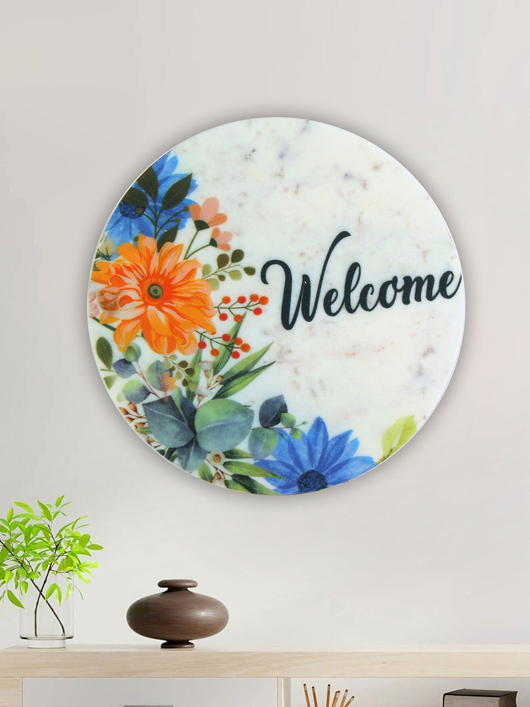 POSH-N-PLUSH White Wall Living Room Round Potrait Paintings Wall Art -3.94 x 3.94In