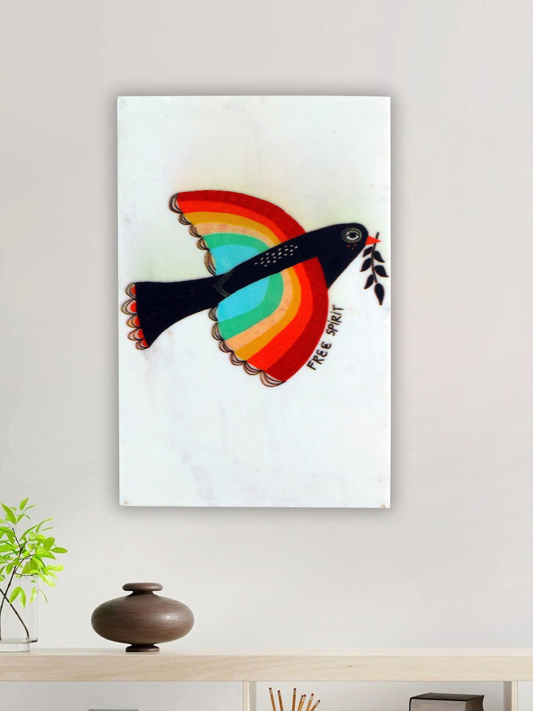 POSH-N-PLUSH White & Black Printed Marble Wall Art
