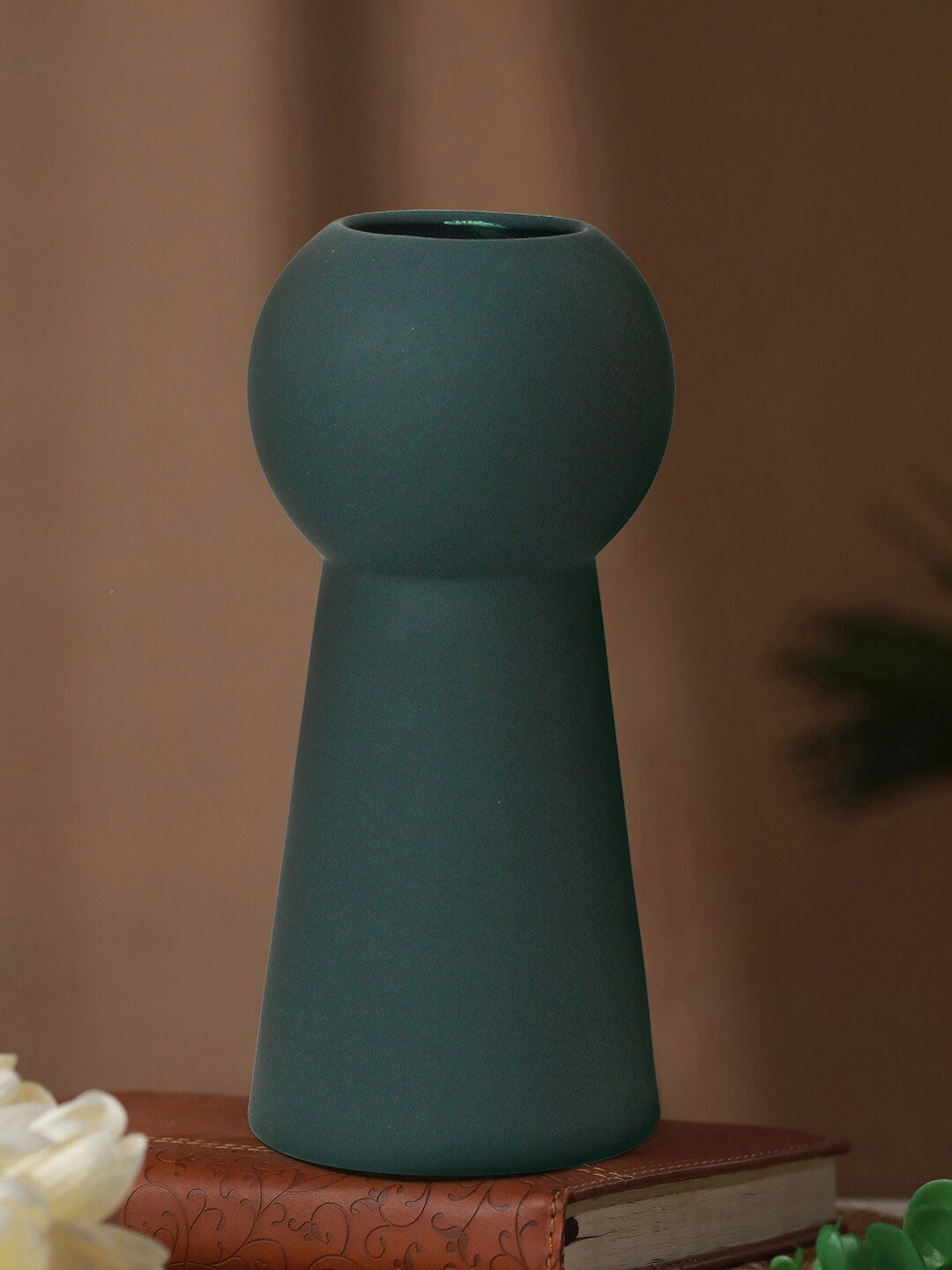 TIED RIBBONS Green Ceramic Flower Vase