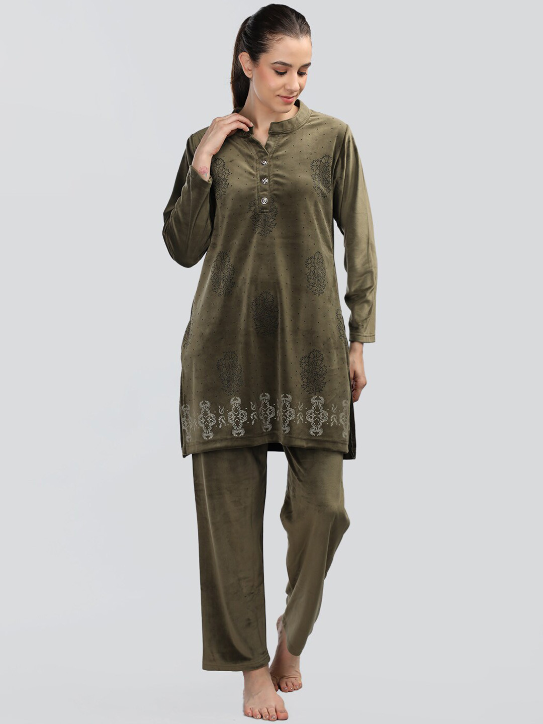 Duchess Velvet Printed Night suit