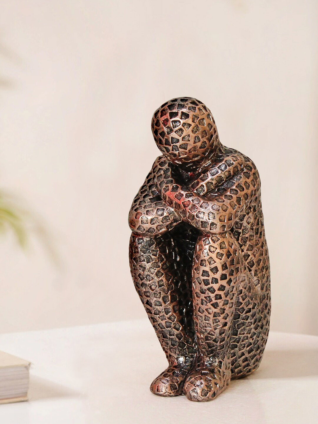 TIED RIBBONS Man Brown Polyresin Matte Living Room Small Showpiece - 4.9 Inches