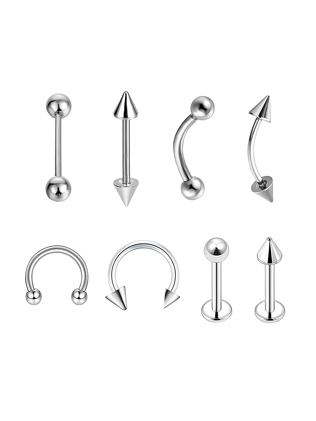 KARISHMA KREATIONS Set Of 6 Silver-Plated Surgical Studs Earrings