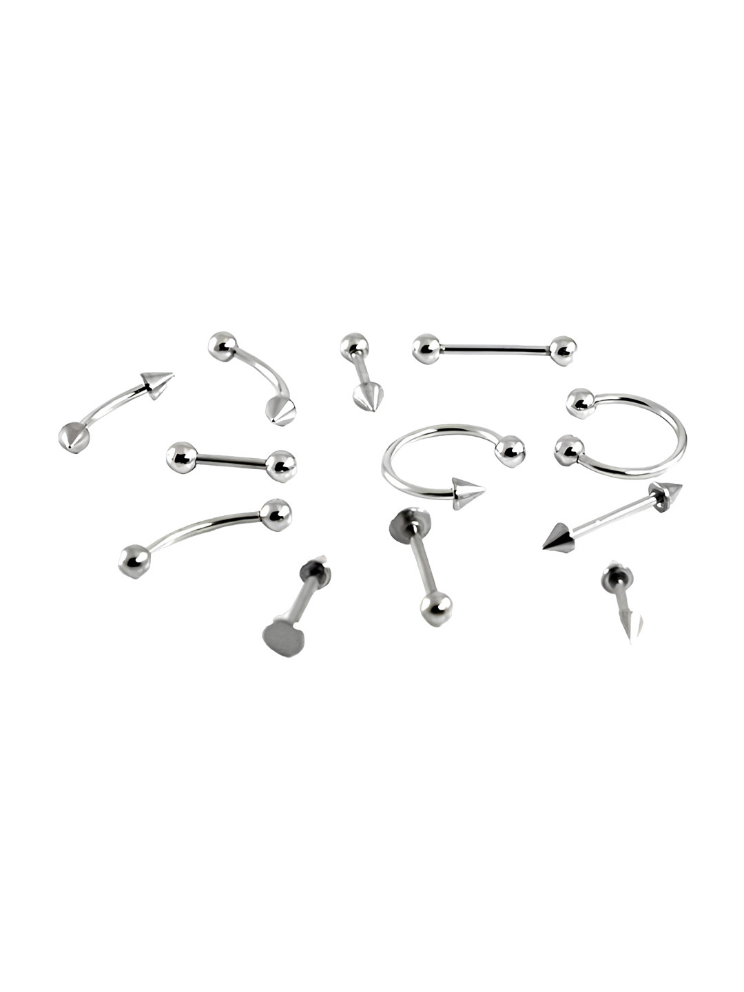 KARISHMA KREATIONS 12 Pieces Silver-Plated Contemporary Studs Earrings